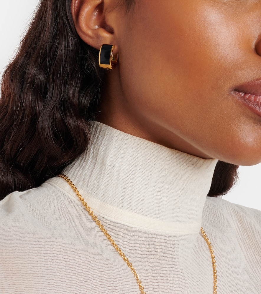 Signature Enamel Gold-Plated Hoop Earrings