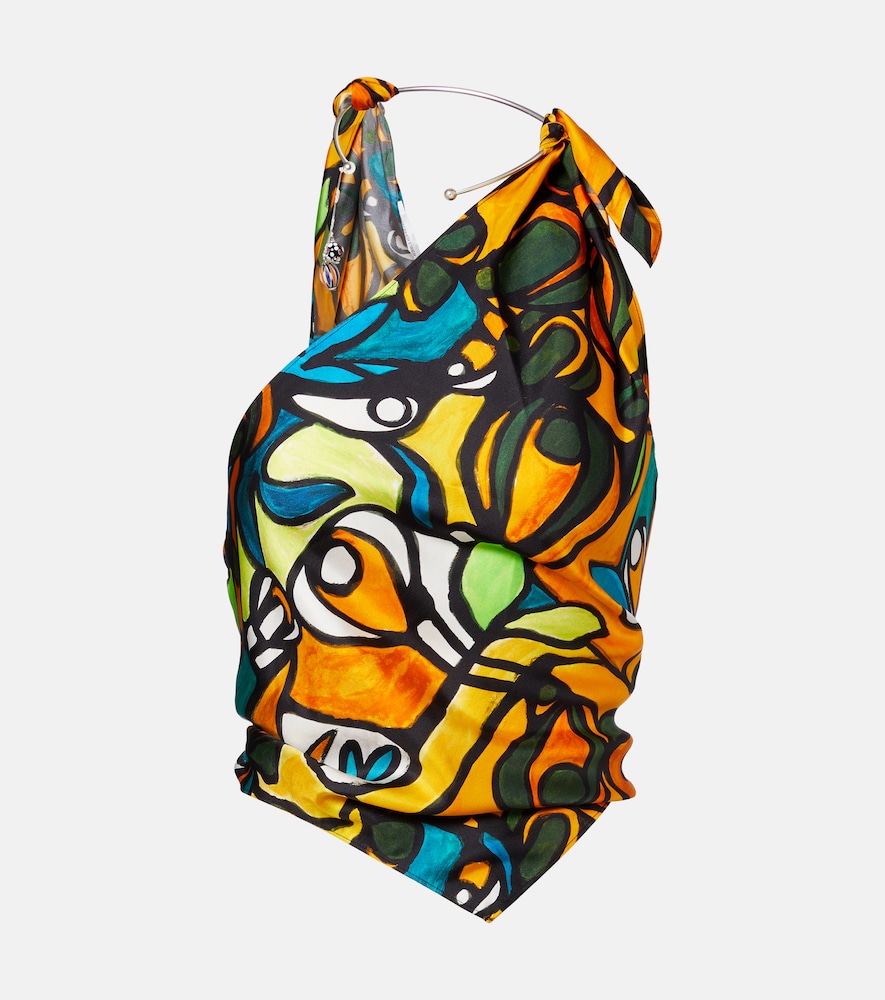 Christopher Esber Printed draped silk top