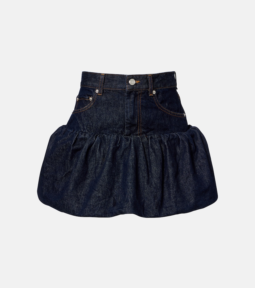 Ganni Gathered Denim Miniskirt