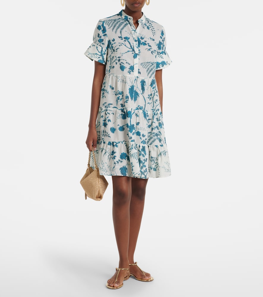 Erdem Floral tiered cotton and linen minidress