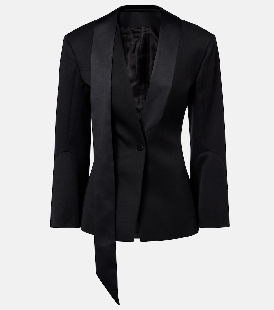 Blazer aus Schurwolle mit Satinbesatz