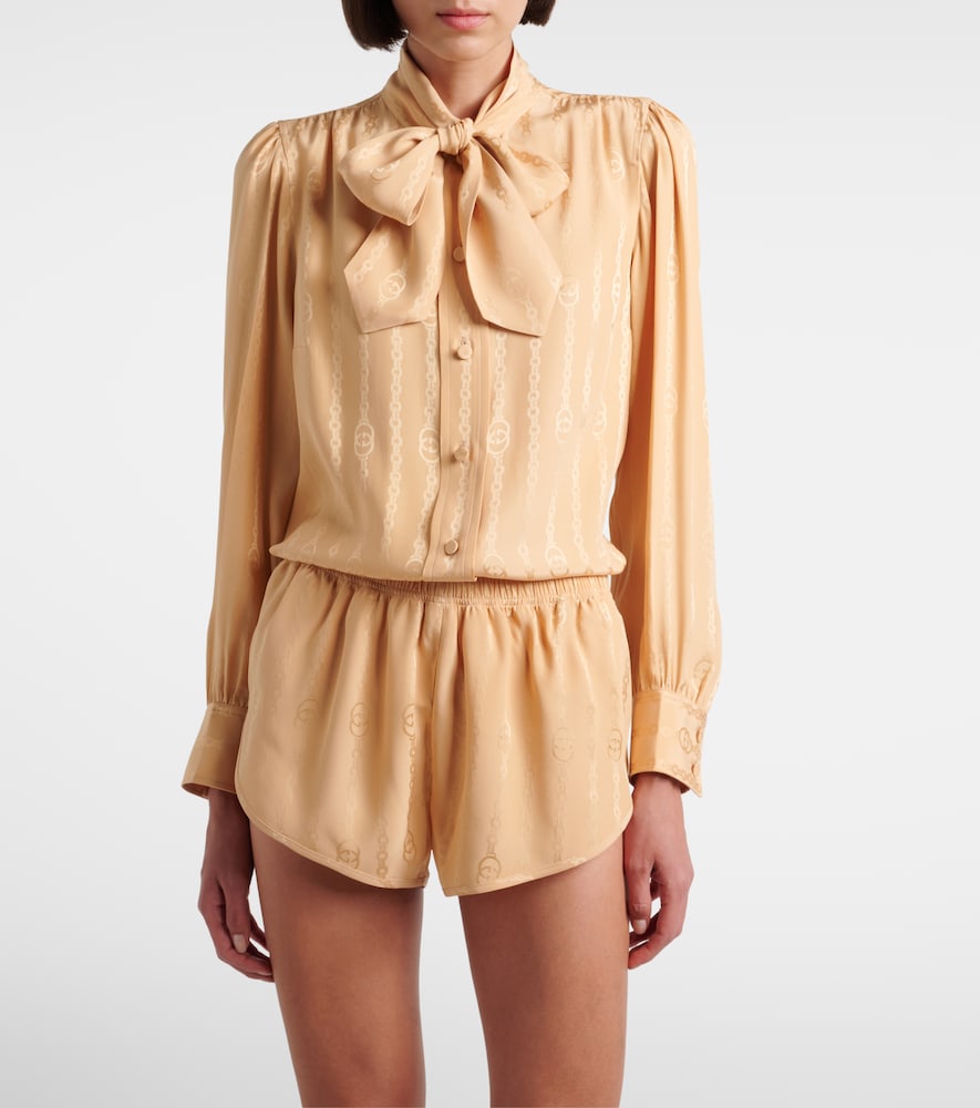  Gucci Gucci Camisa De Seda Con Gg 