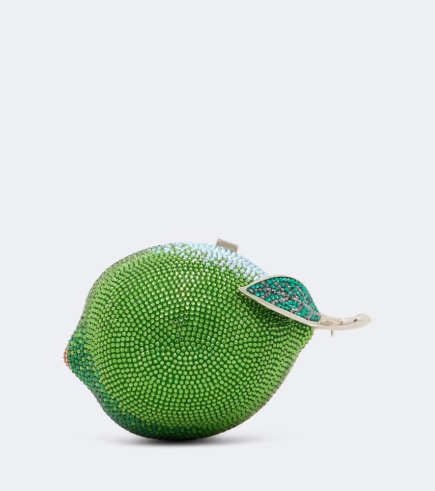 Judith Leiber Citron Lime Embellished Clutch In Green