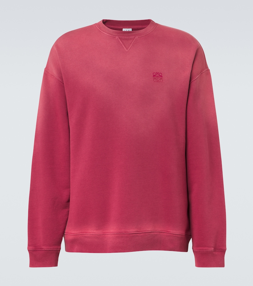 Loewe Anagram Cotton Jersey Sweatshirt In Red