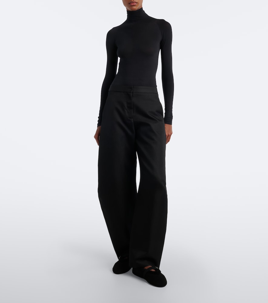 Alaïa Shearling-Trimmed Suede Mary Jane Flats