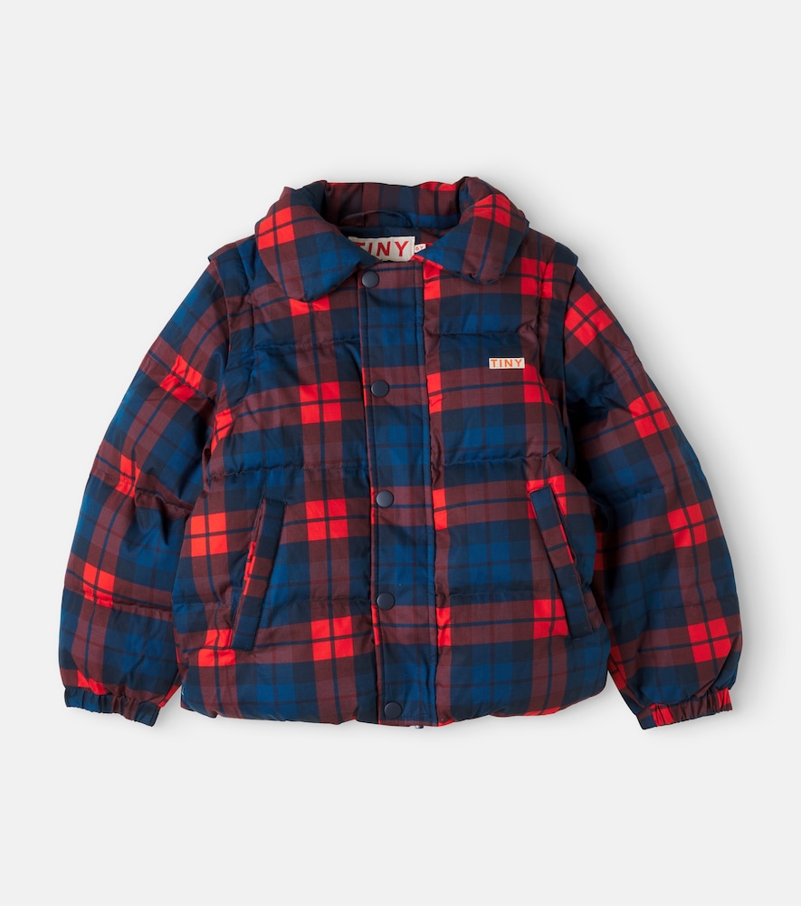 Tinycottons Checked Convertible Cotton Puffer Jacket In Multicoloured