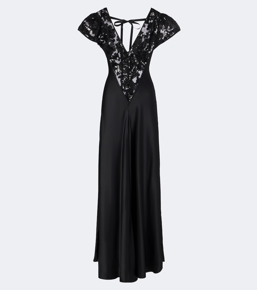 Robe aus Seidensatin mit Spitze