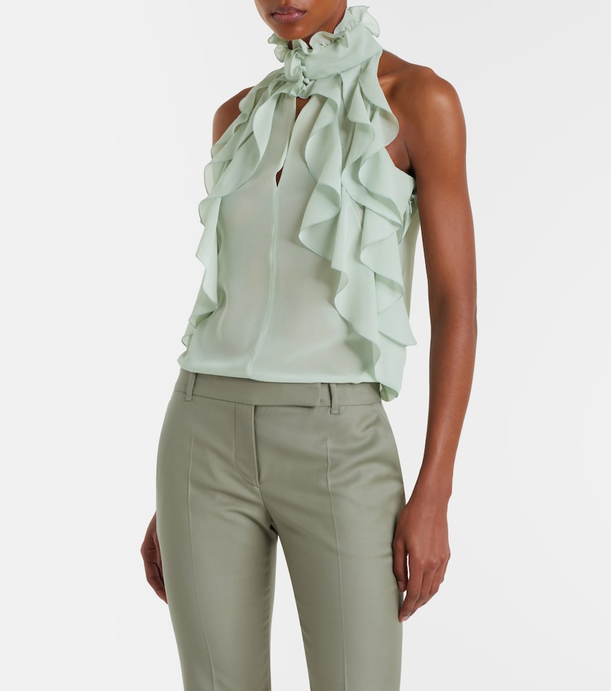 Ruffled Silk Chiffon Top