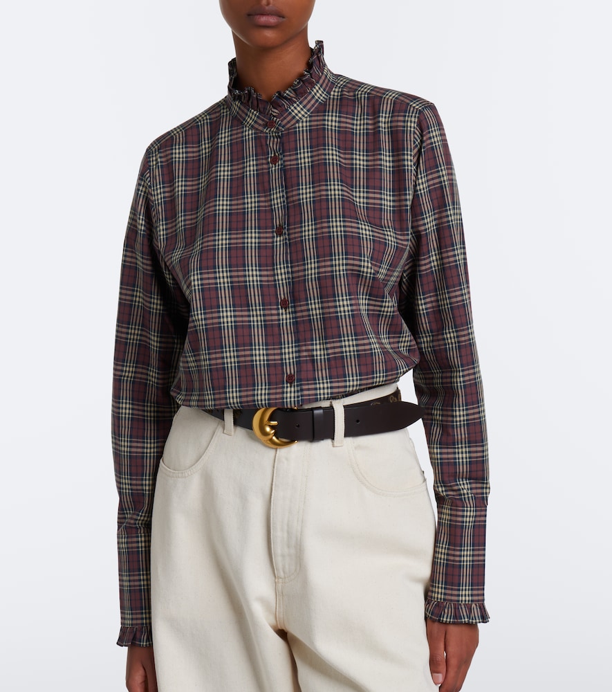 Elio Ruffled Checked Cotton Shirt