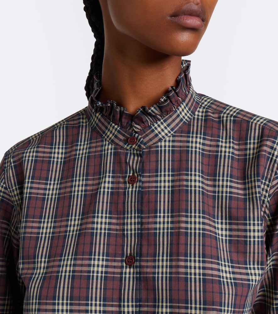 Elio Ruffled Checked Cotton Shirt