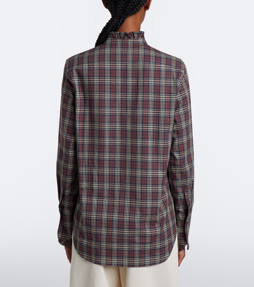 Elio Ruffled Checked Cotton Shirt