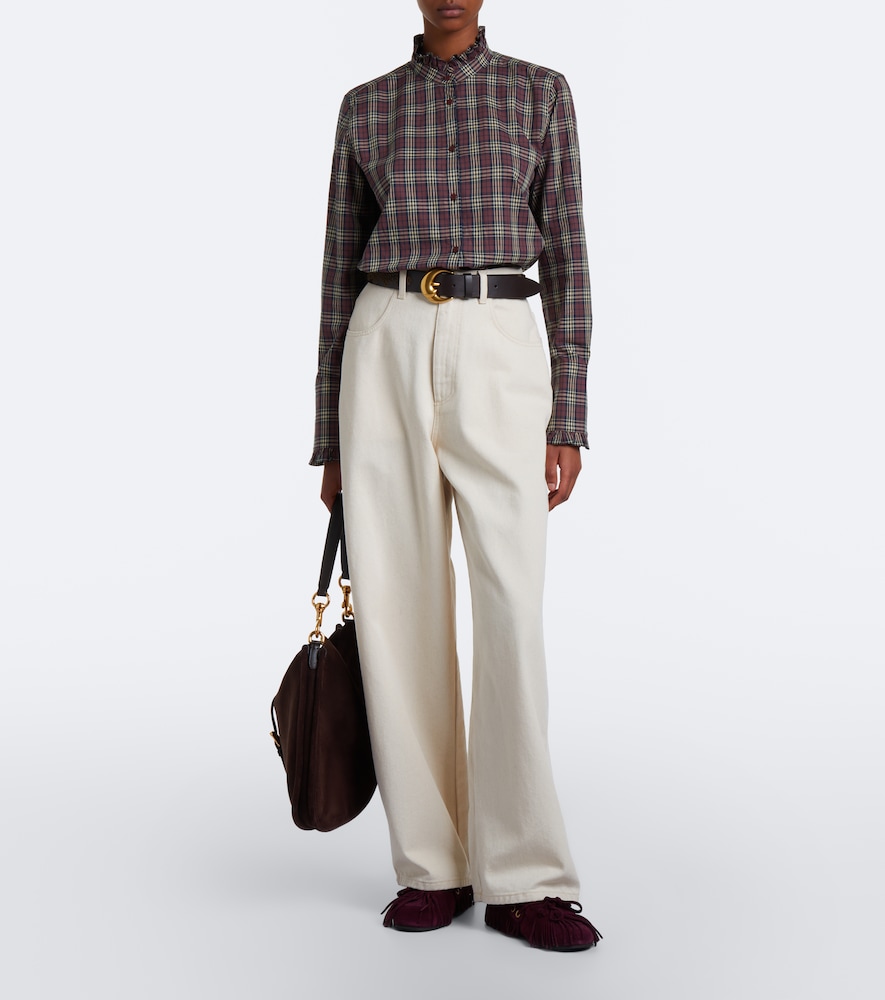 Elio Ruffled Checked Cotton Shirt