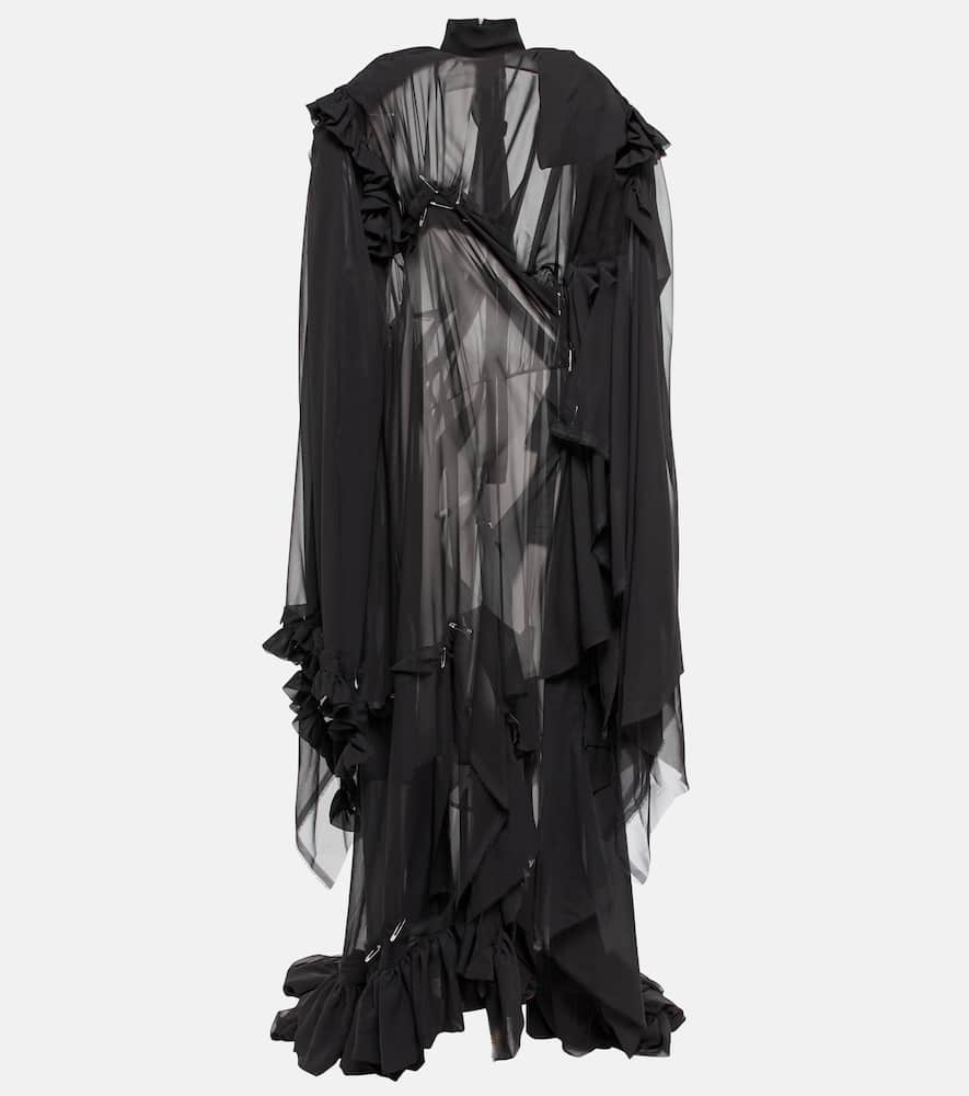 Balenciaga Ruffle-trimmed draped georgette gown