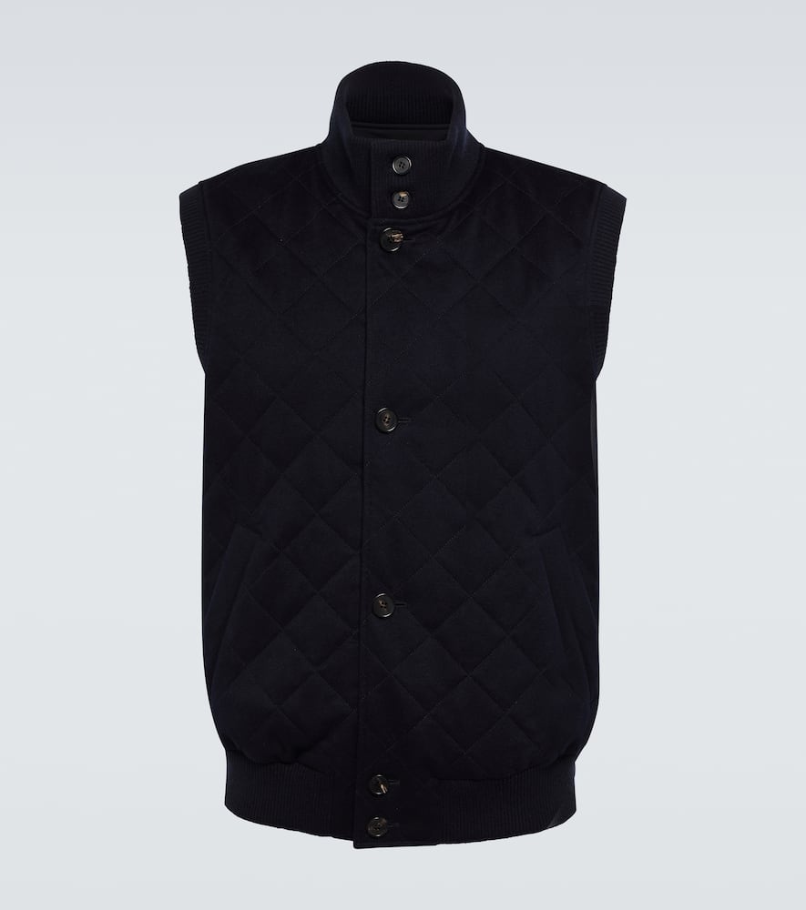 Shop Loro Piana Carry Reversible Cashmere Vest In Blue Navy