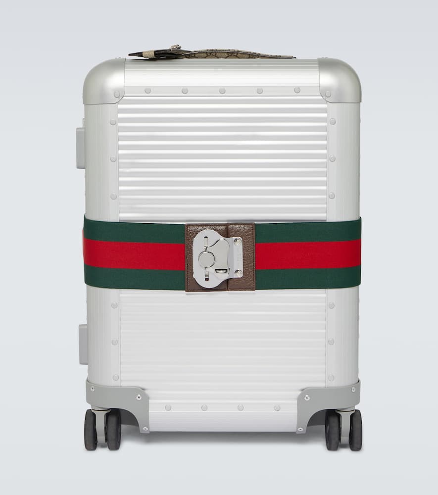 Gucci Porter Web Stripe Carry-on Suitcase In Silver