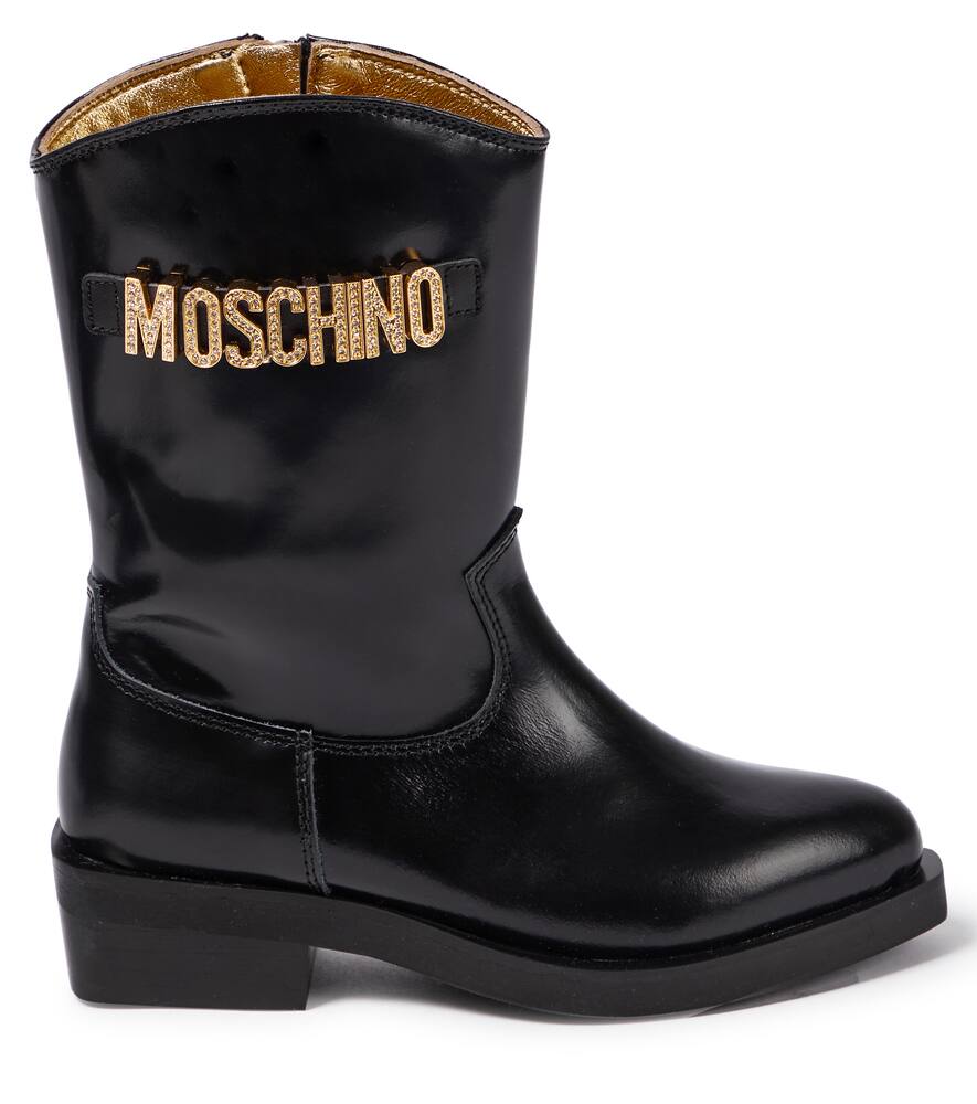 Moschino Logo Round-toe Rain Boots In Multicoloured