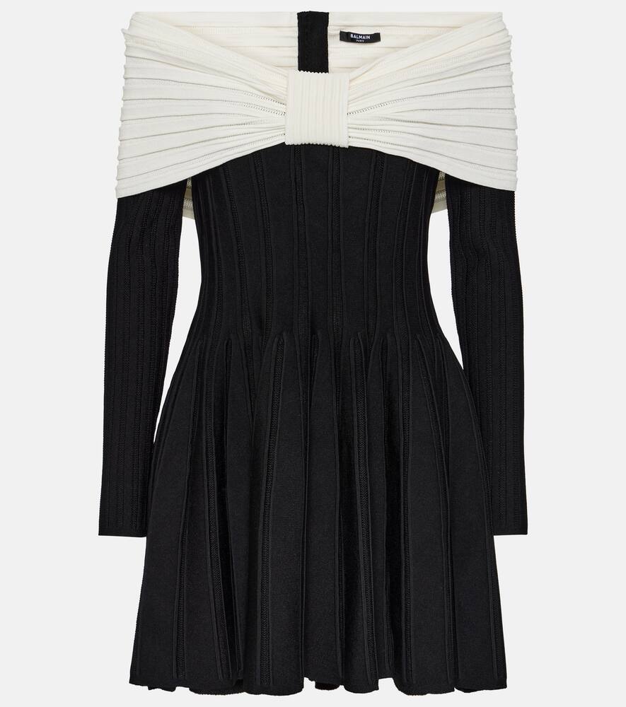 Balmain Off-shoulder bow-detail minidress