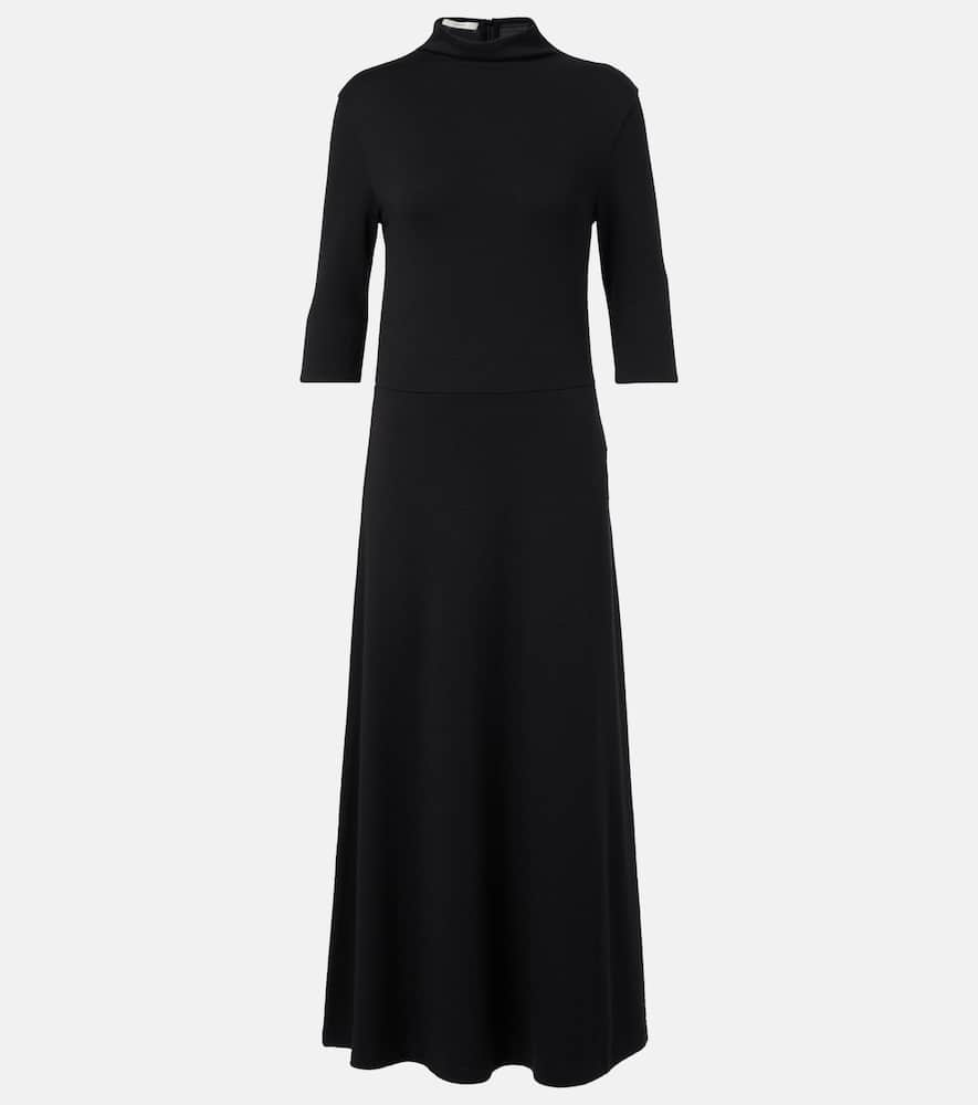 Shop Vince Knitted Jersey Midi Dress In Black