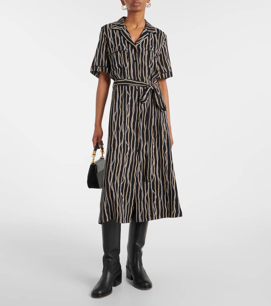 Shop Chloé Printed Silk Sablé Shirt Dress In Black