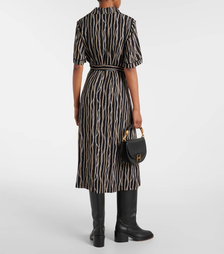 Shop Chloé Printed Silk Sablé Shirt Dress In Black