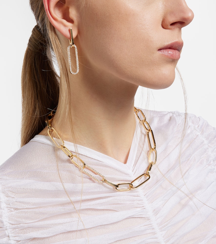 Bucherer Fine Jewellery Link 18kt Gold Hoop Earrings With Diamonds In Gold