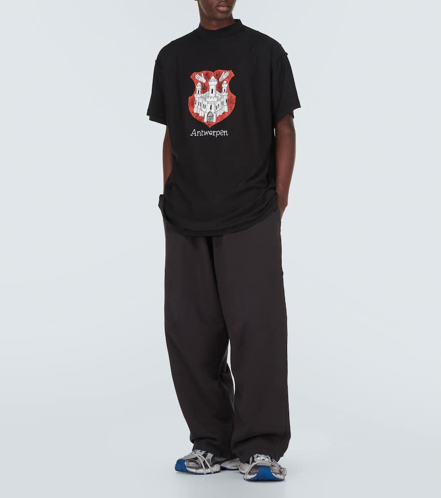 Balenciaga Baggy Cotton Fleece Sweatpants In Black