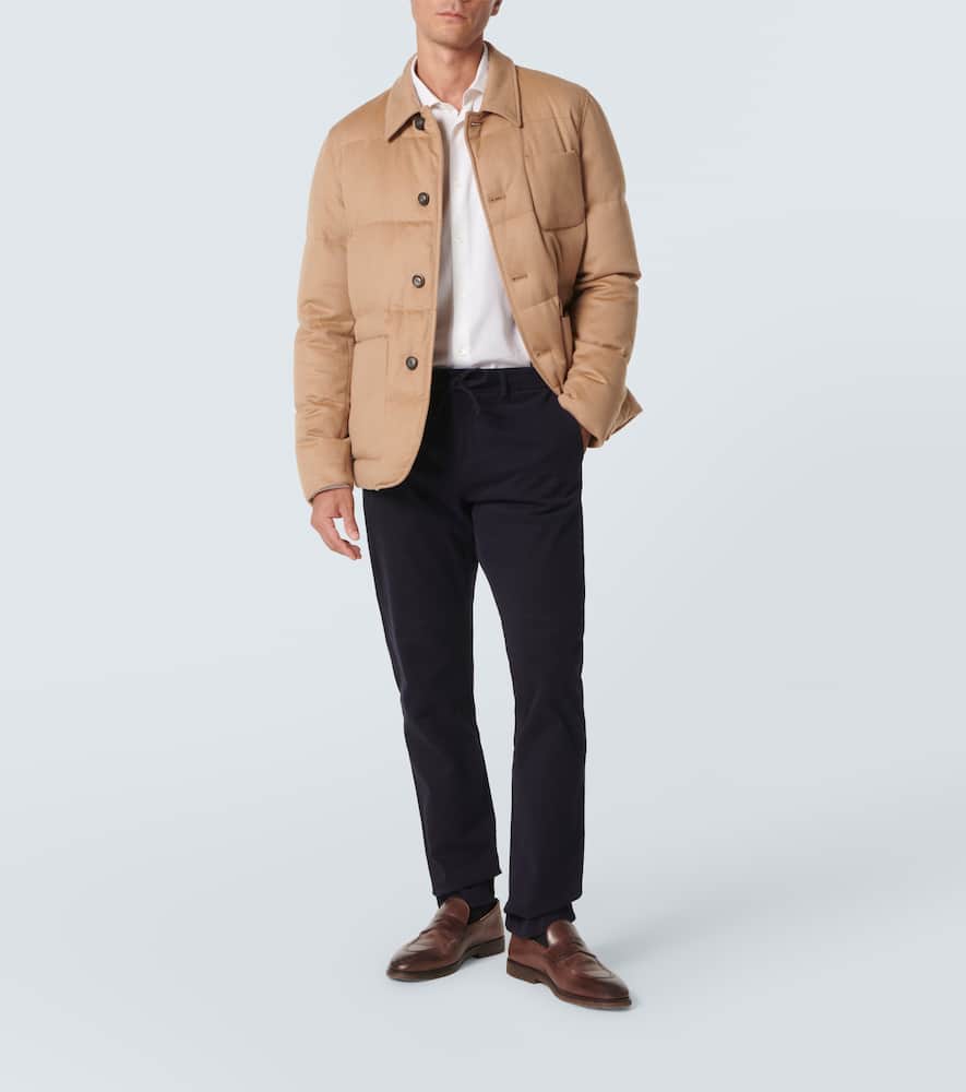Herno Camel Hair Down Jacket In Beige