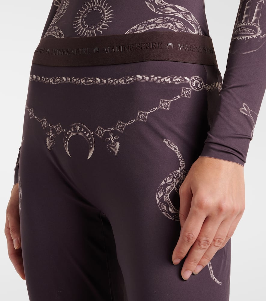 Marine Serre Printed Jersey Tights In Brown