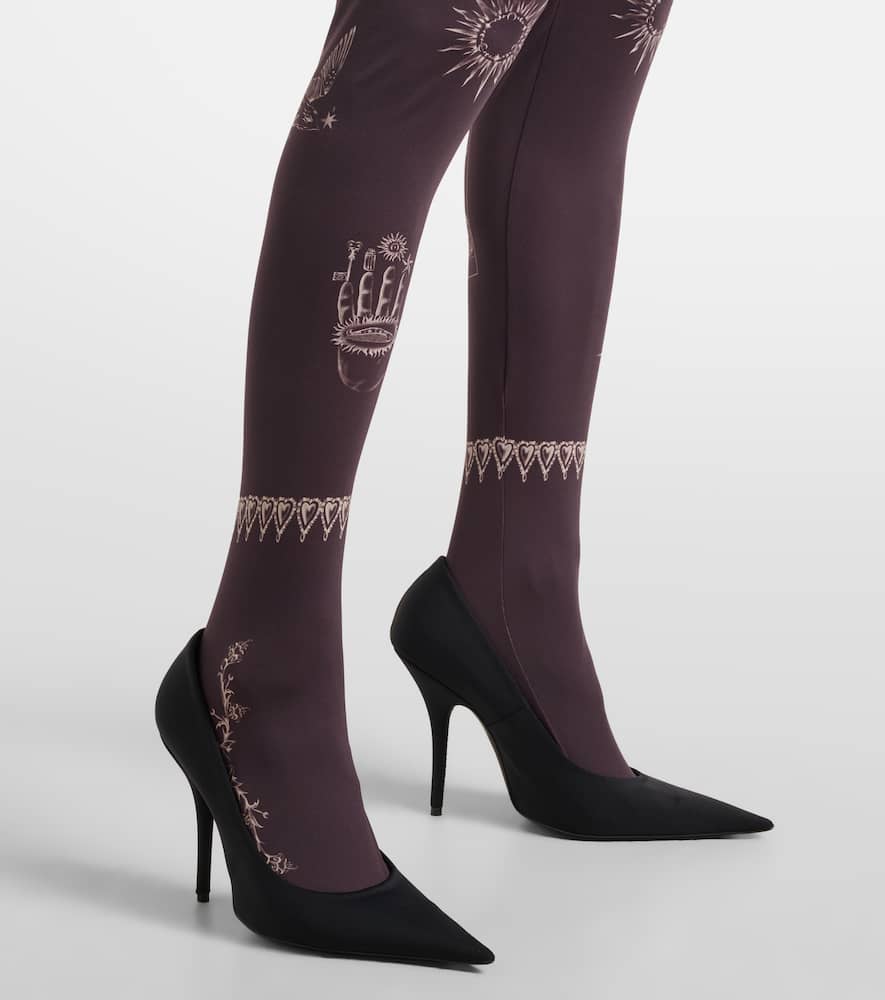 Marine Serre Printed Jersey Tights In Brown