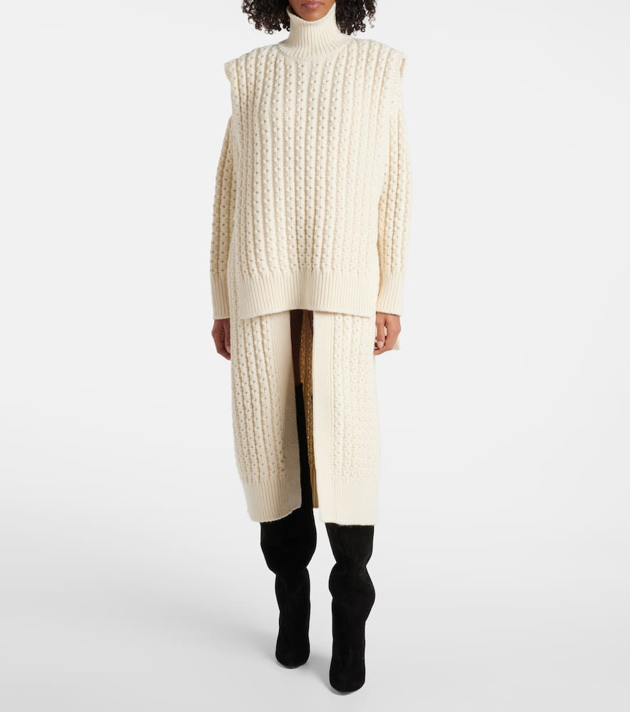 Alaïa Oversized Wool Cardigan In Ivoire