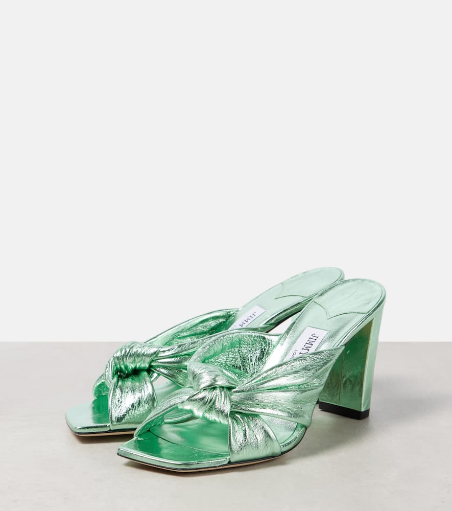 Jimmy Choo Avenue 85 Metallic Leather Sandals In Green
