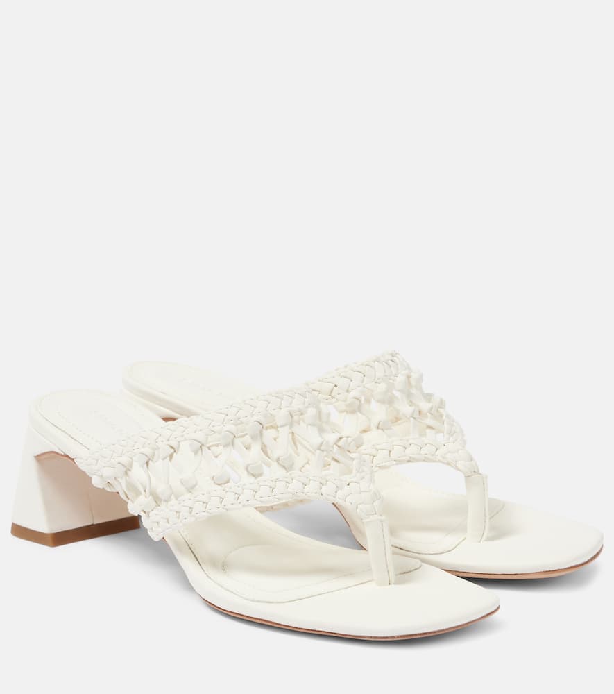 Alia woven leather platform thong sandals