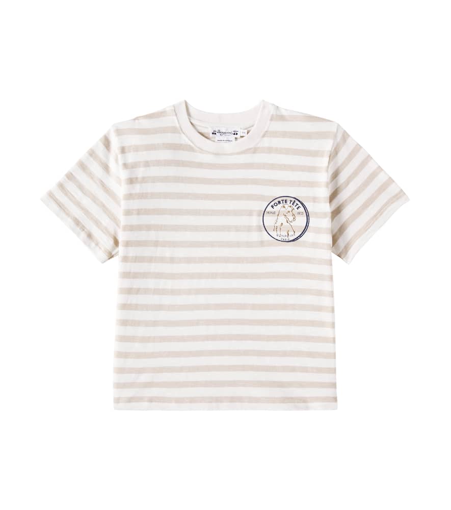 Bonpoint Eidan Striped Cotton Jersey T-shirt In Rayures Beige