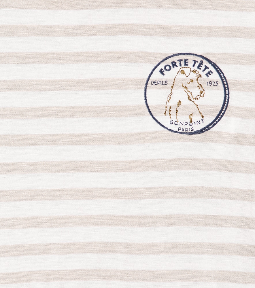 Bonpoint Eidan Striped Cotton Jersey T-shirt In Rayures Beige