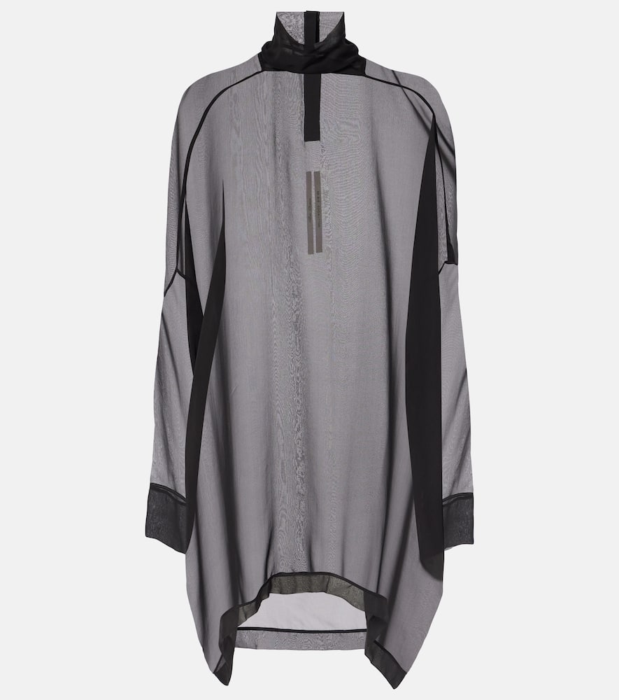 Rick Owens Hollywood Sheer Silk Chiffon Top In Black