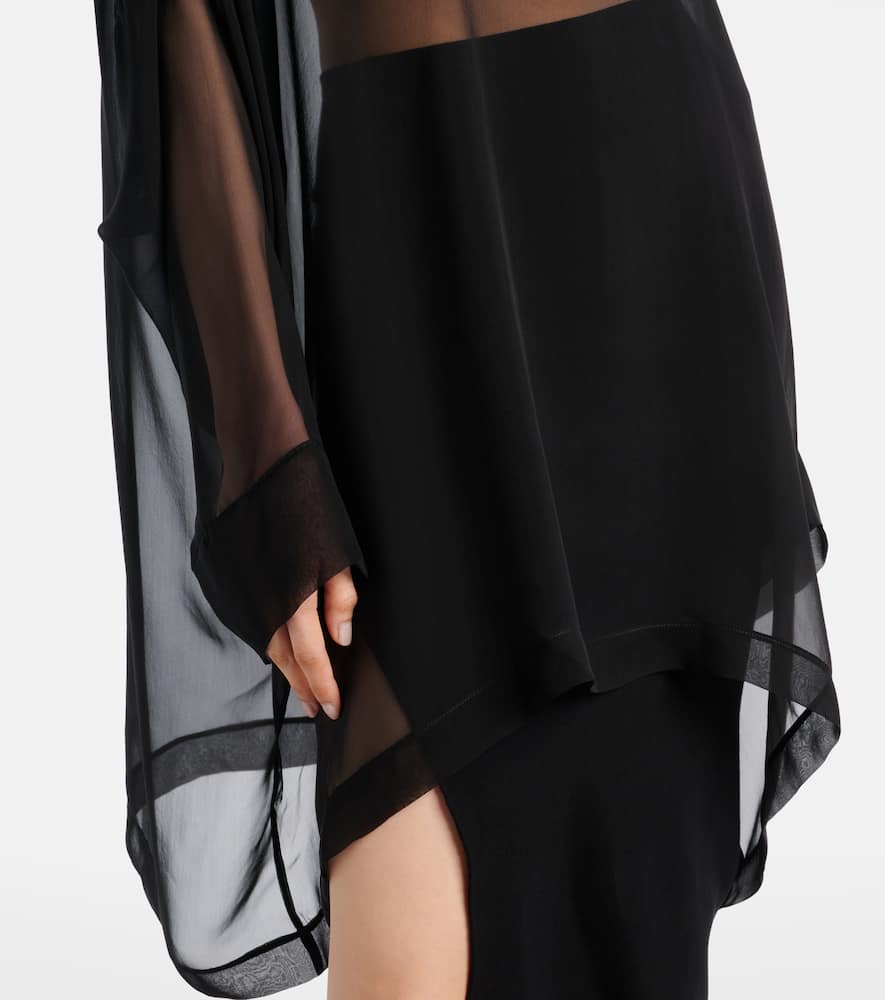 Rick Owens Hollywood Sheer Silk Chiffon Top In Black