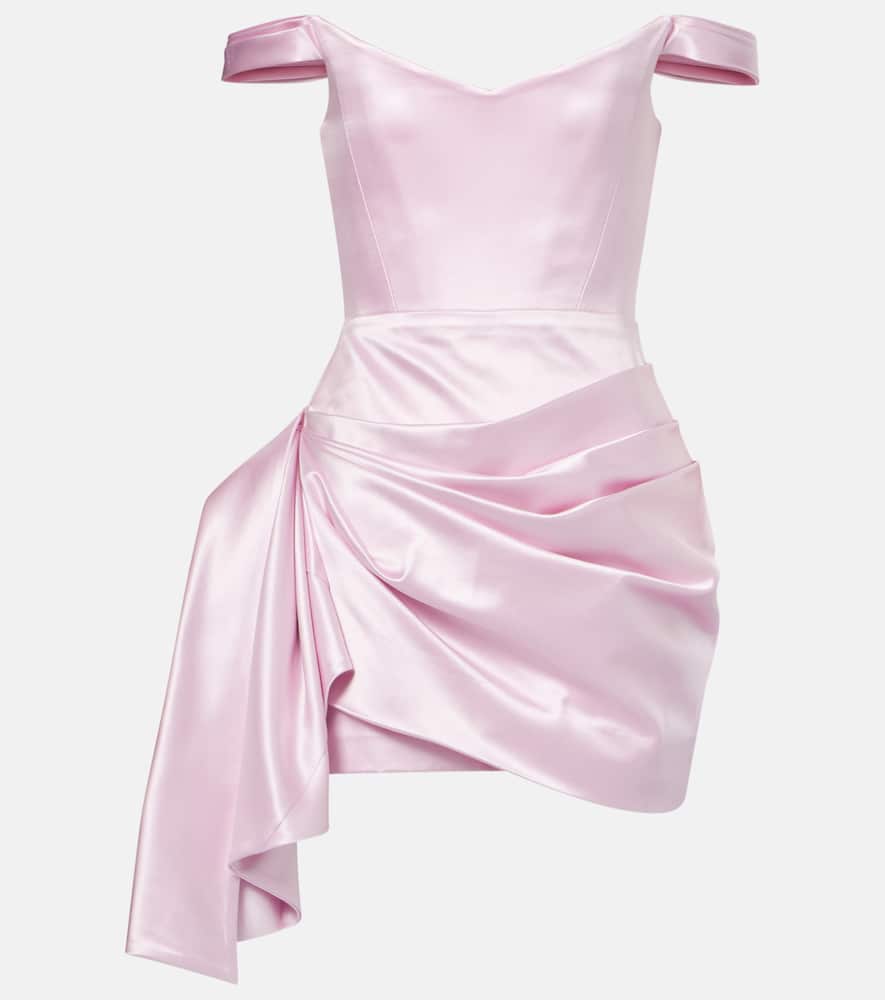 Draped duchess satin minidress
