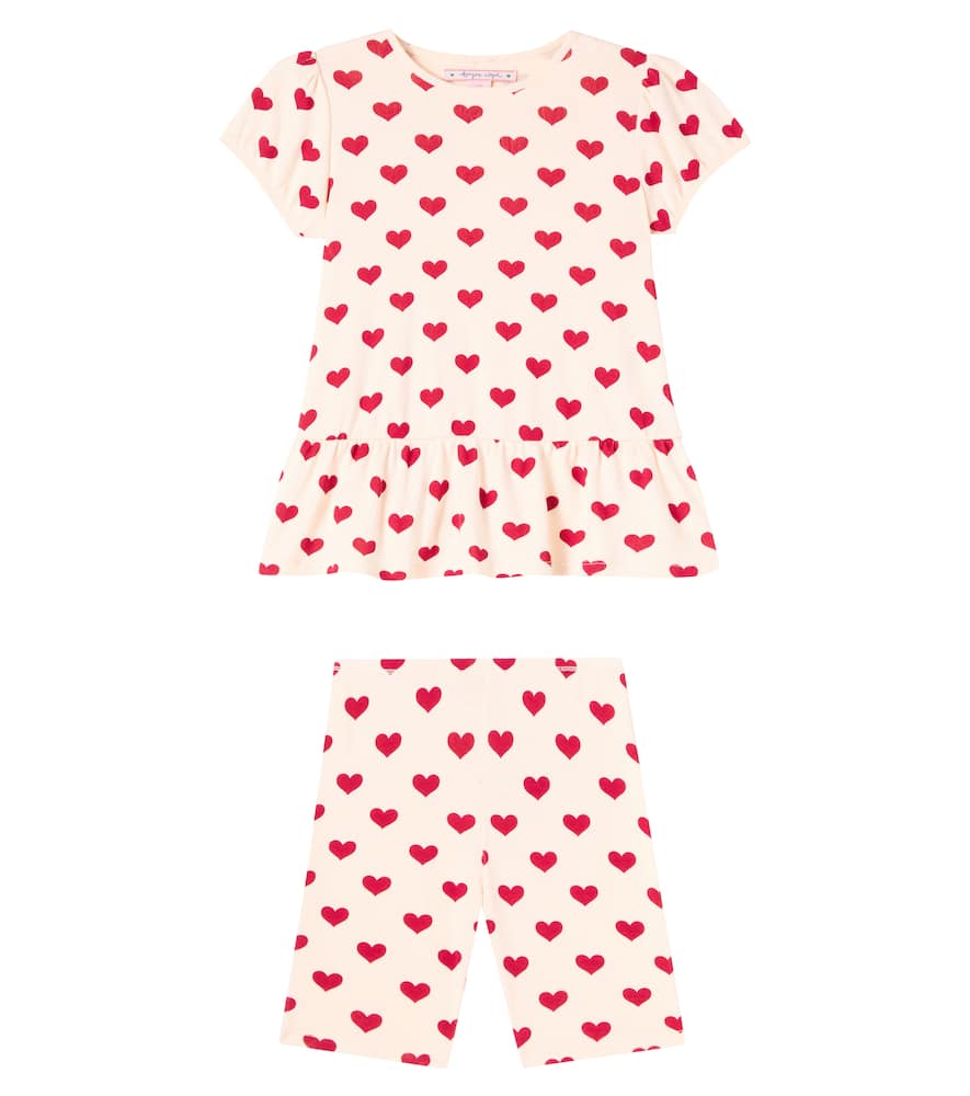 Konges Slojd Printed Cotton T-shirt And Leggings Set In Pink