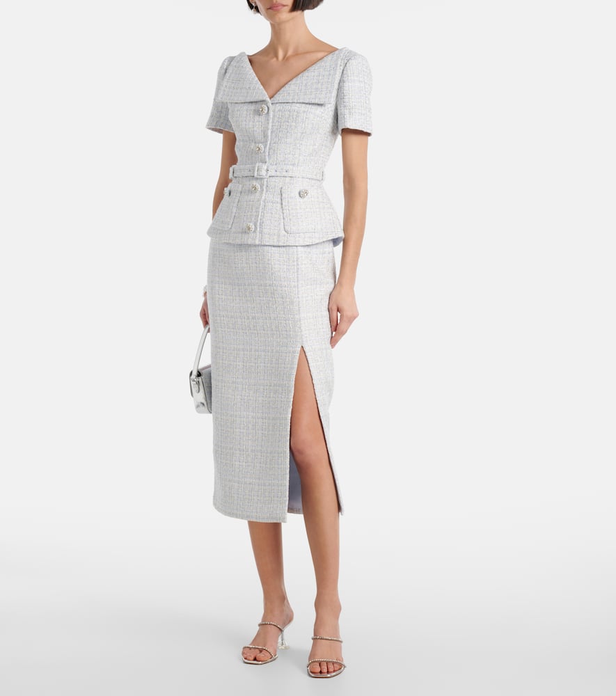 Self-portrait Bouclé Midi Dress In Blue