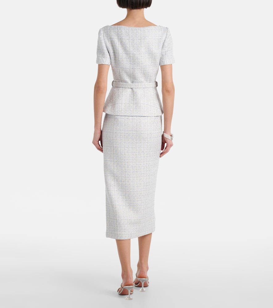 Self-portrait Bouclé Midi Dress In Blue