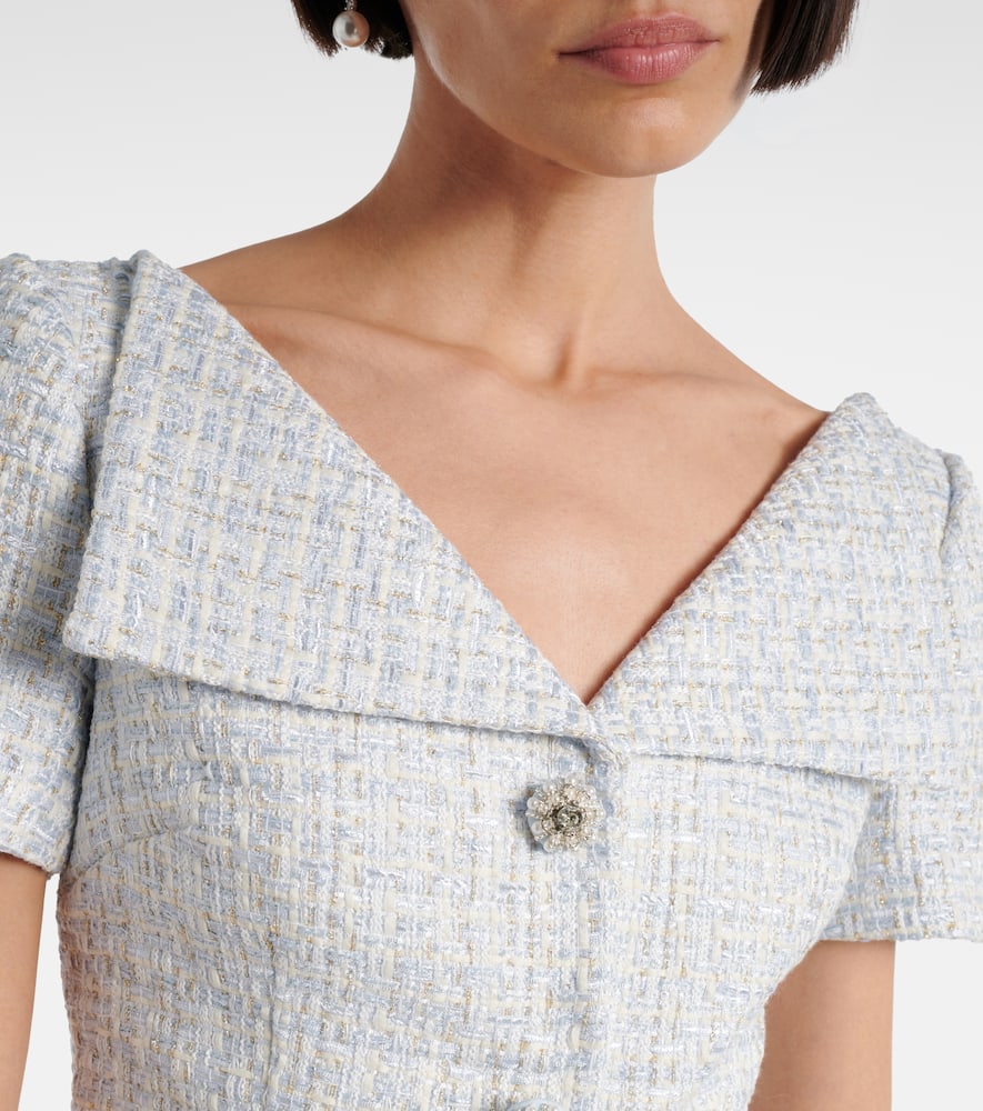 Self-portrait Bouclé Midi Dress In Blue