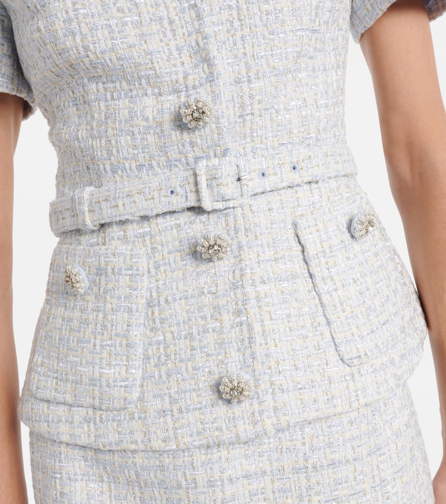 Self-portrait Bouclé Midi Dress In Blue