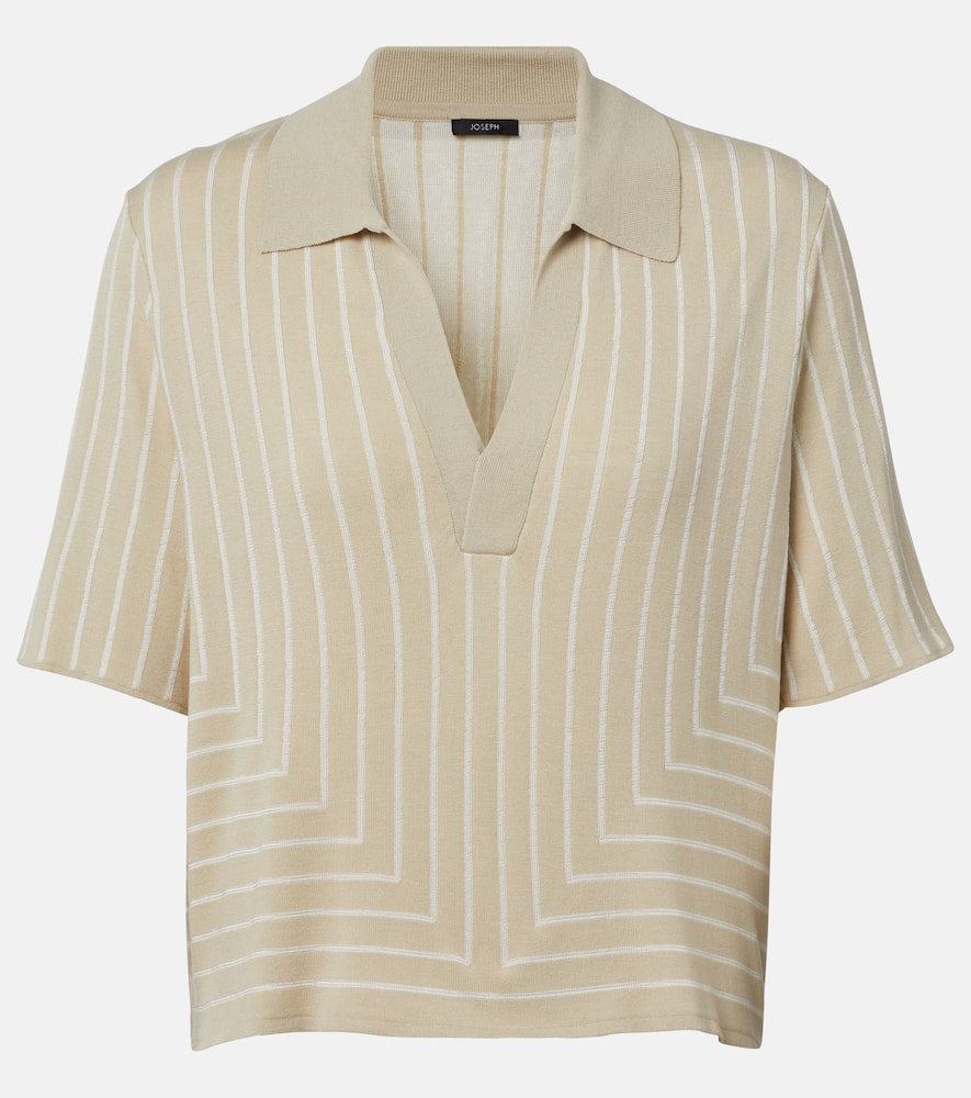 Striped cotton and silk polo shirt
