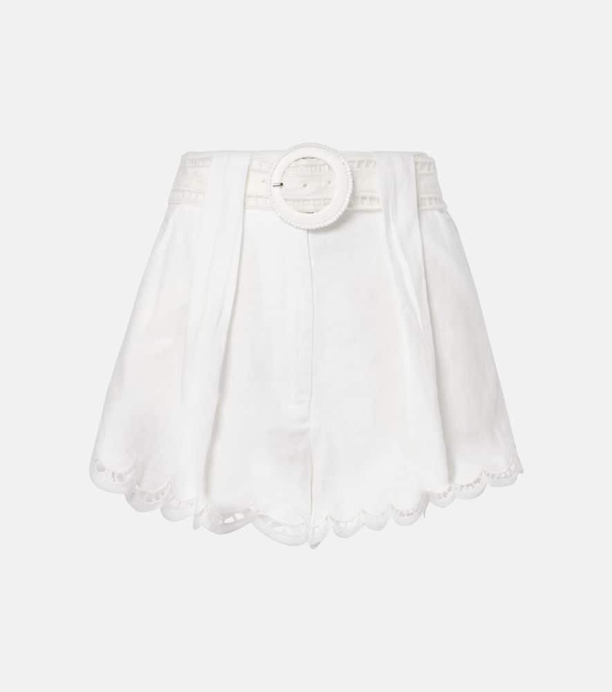 Broderie anglaise high-rise linen shorts