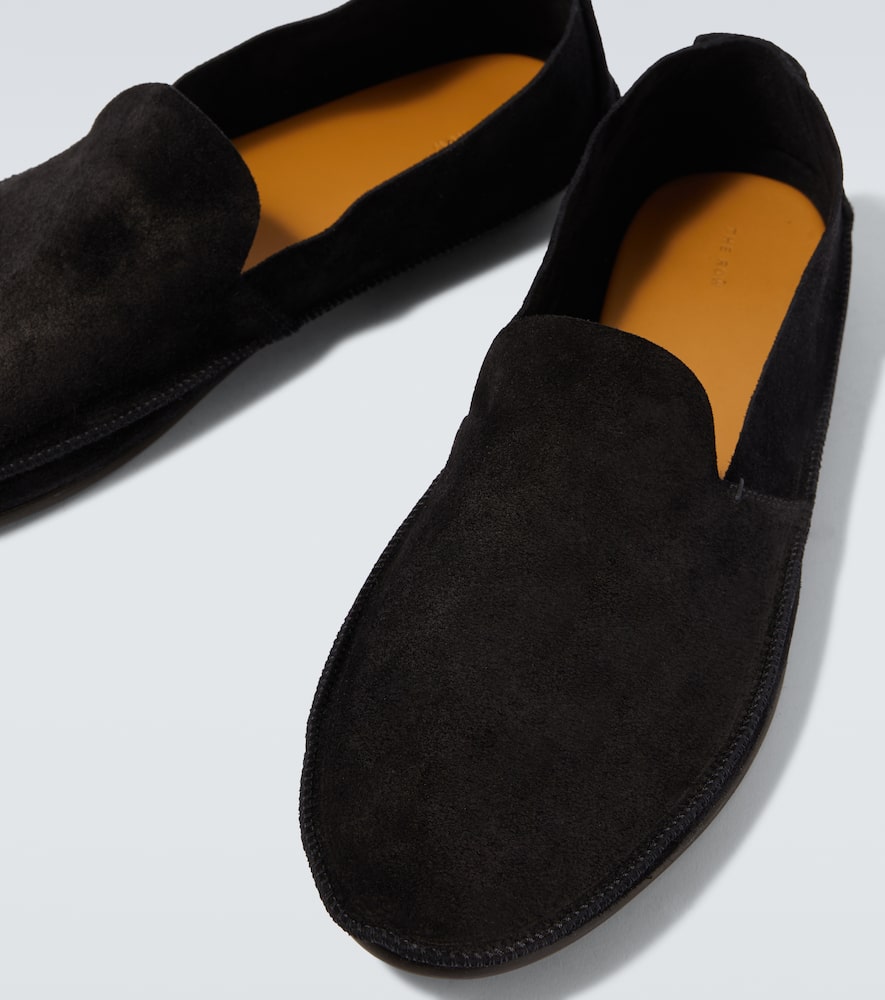 The Row Tyler Suede Loafers In Black