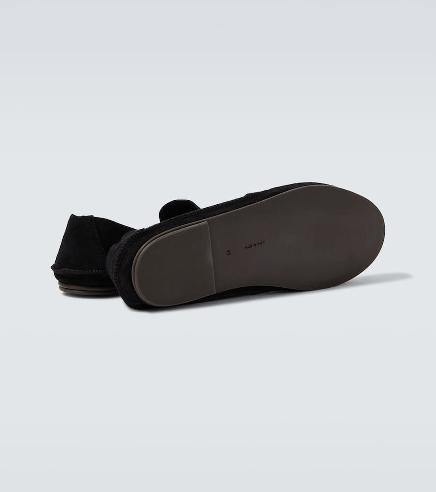 The Row Tyler Suede Loafers In Black
