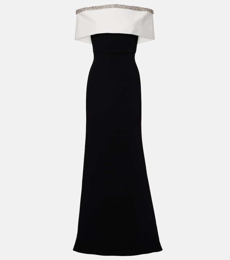 Roland Mouret Monochrome Embellished Crepe Gown