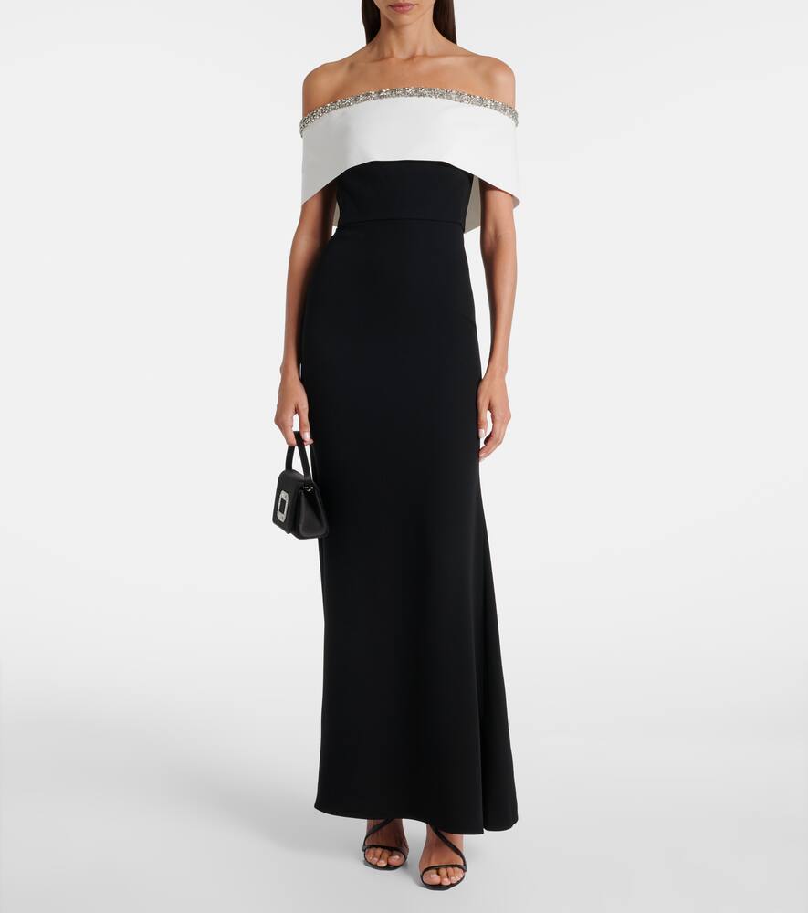 Roland Mouret Monochrome Embellished Crepe Gown