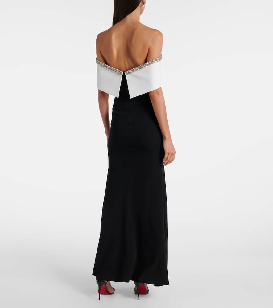 Roland Mouret Monochrome Embellished Crepe Gown
