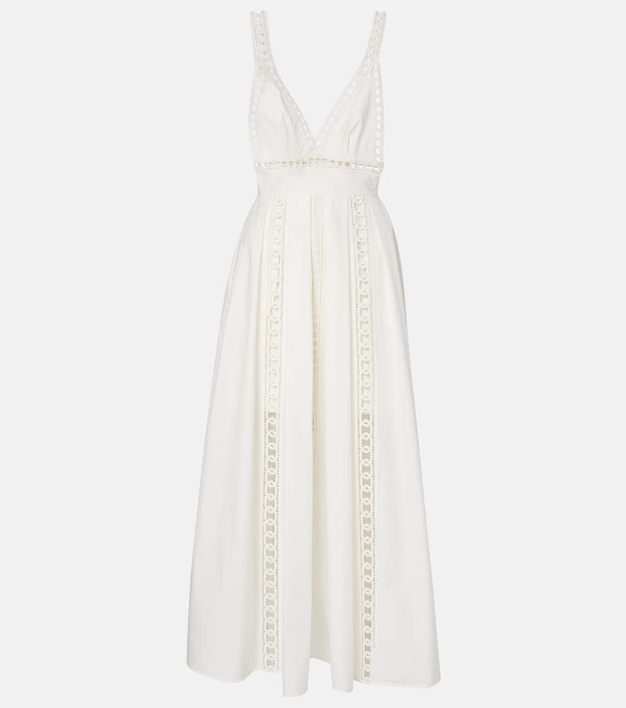 Embroidered cotton-blend midi dress